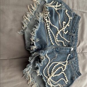 Embellished Denim Shorts